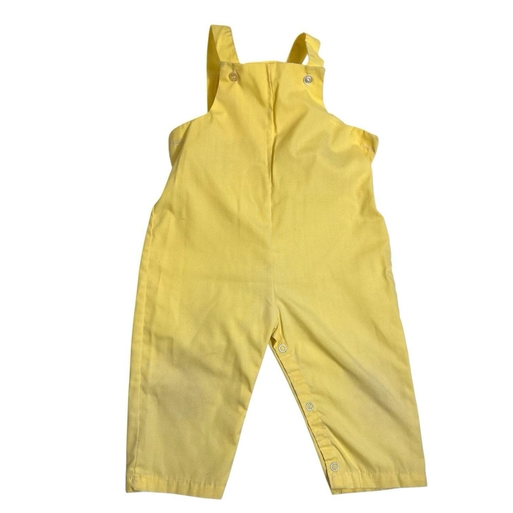 Vintage Infants One Piece Outfit Size 12 - 18 Months. Thomas brand Yellow Bibs *